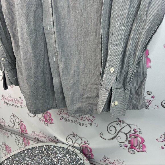 Nicole Miller button down shirt long sleeve white Gray Casual Button Down Shirt - Picture 3 of 14